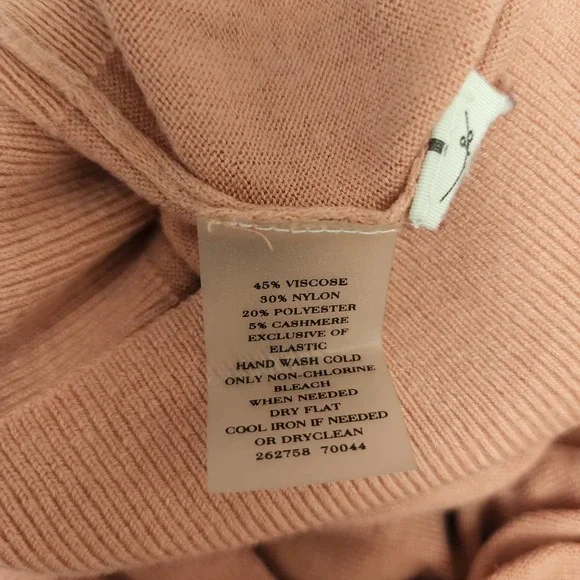 Ann Taylor Pink Cowlneck Knit Sweater 3/4 Sleeve Cashmere Blend Women's Size M - Picture 7 of 7